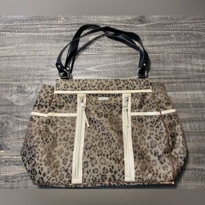 Miche Cleo Primo Leopard Print Tote Bag/Black Handles with shell